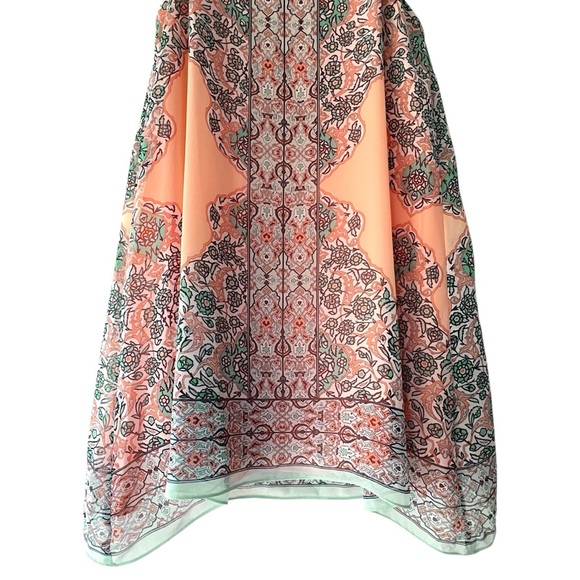 MAX STUDIO | NWOT SCARF PRINT SLEEVELESS SHIFT DRESS PEACH FLORAL | SIZE: SMALL - Picture 7 of 12